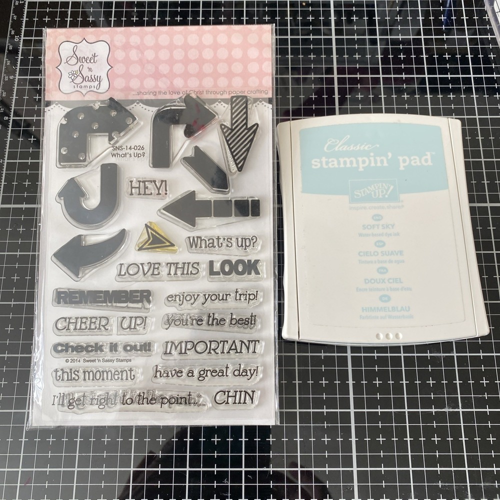Sweet N Sassy‎ Clear Stamps Set  What's Up Arrows & Stamping Up Ink Pad Soft Sky